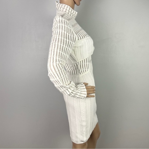 NEW HERVE LEGER WHITE SHADOW STRIPE MINI DRESS - Picture 5 of 10